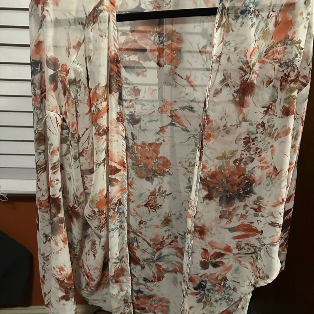 Peach Love California Abstract Print Kimono